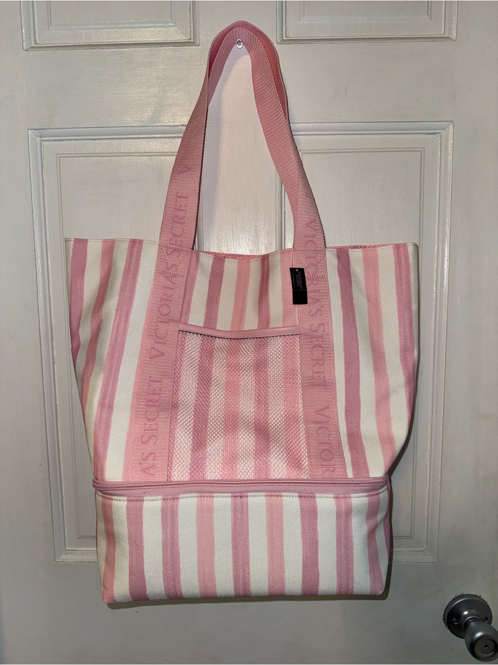 Victoria's Secret Pink and White Striped Tote with Cooler